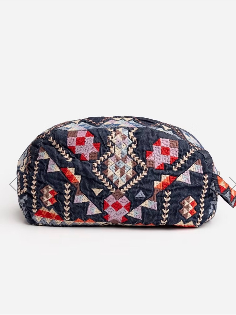 JOHNNY WAS Kresley Embroidered Makeup Bag | Denim Blue Cosmetic Case | Boho